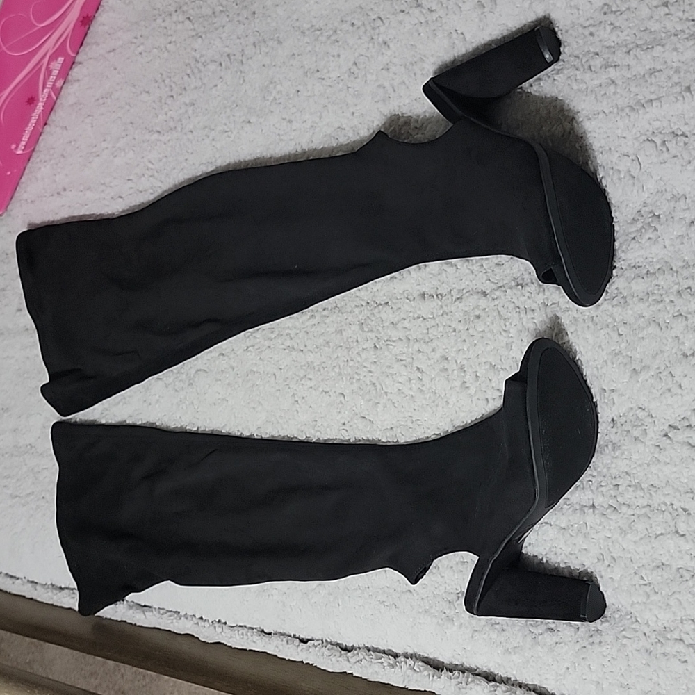 🖤 Black Peep Toe Thigh Boots🤩